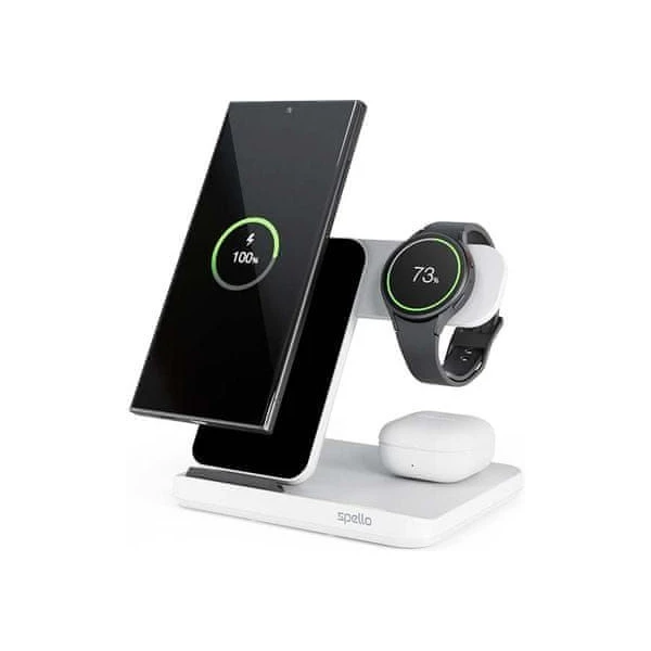 Spello 3in1 bezdrátový nabíjecí stojánek pro Samsung bílý - Nabíječky - Obrázek M7A6G00101
