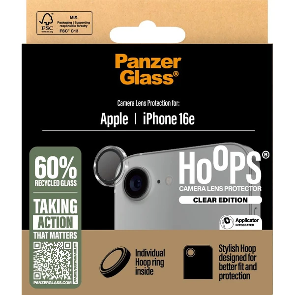 PanzerGlass® Hoops® Apple iPhone 17e/16e čirý ochranný kroužek pro čočku fotoaparátu - Ochranné folie a skla - Obrázek M8GD000J01