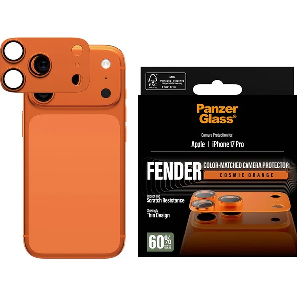 PanzerGlass® FENDER hliníková ochrana fotoaparátu Apple iPhone 17 Pro oranžová - Ochranné folie a skla - Obrázek M8XL000K01