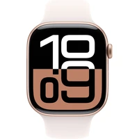Apple Watch Series 10 Cellular 42mm Růžově zlatý hliník se světle ruměným sportovním řemínkem S/M - Chytré hodinky