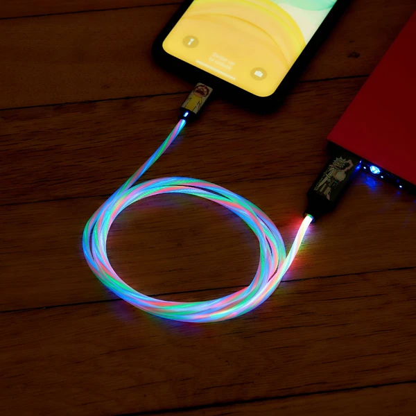 Lazerbuilt Rick & Morty - Shock! USB-A/USB-C svítící napájecí kabel 10W 1,2m bílý - Kabely a redukce - Obrázek MA7H000K01