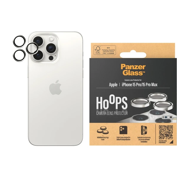 PanzerGlass HoOps ochranné kroužky Apple iPhone 16 Pro/15 Pro/16 Pro Max/15 Pro Max - bílý hliník - Ochranné folie a skla - Obrázek MAD1000O01