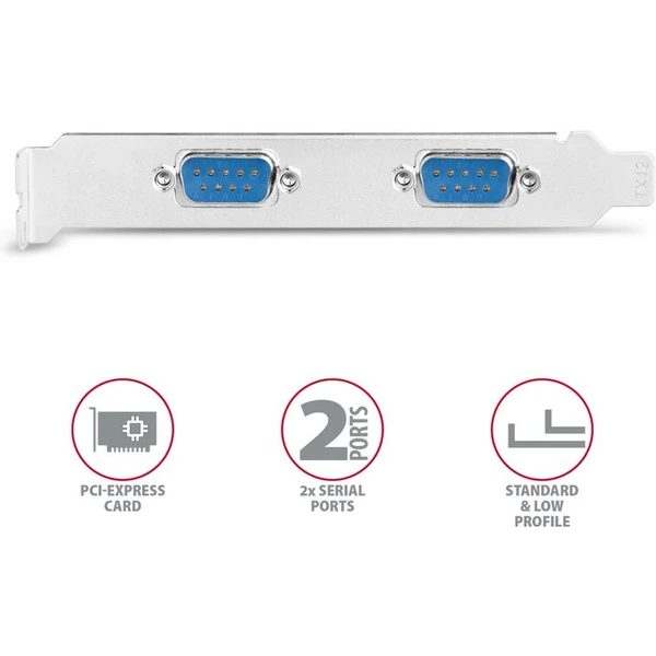 AXAGON PCEAS2N PCIe řadič 2x sériový port (RS232) 250 kbps vč. LP - Řadiče - Obrázek MB7HF00101