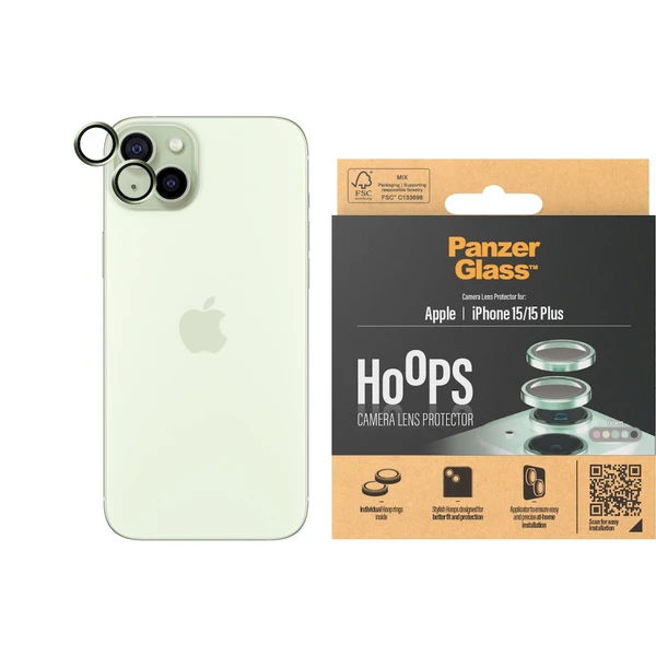 PanzerGlass HoOps ochranné kroužky Apple iPhone 15/15 Plus - zelený hliník - Ochranné folie a skla - Obrázek MBD1000O01