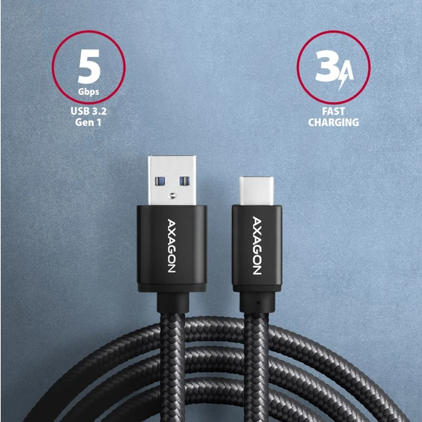 AXAGON USB-C/USB-A napájecí kabel 2m černý - Kabely a redukce - Obrázek MED0700301