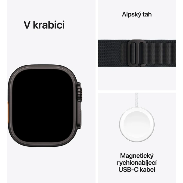 Apple Watch Ultra 3 (2025) 49mm Černý titan s černým alpským tahem S - Chytré hodinky - Obrázek MEQH000K01