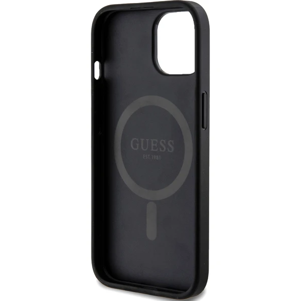 Guess PU Leather 4G Colored Ring MagSafe kryt iPhone 15 černý - Pouzdra - Obrázek MG72000N01
