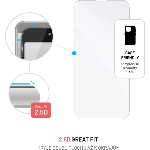 FIXED 2,5D tvrzené sklo Apple iPhone 13/13 Pro/14/16e/17e čiré - Ochranné folie a skla - Obrázek MGD3000601