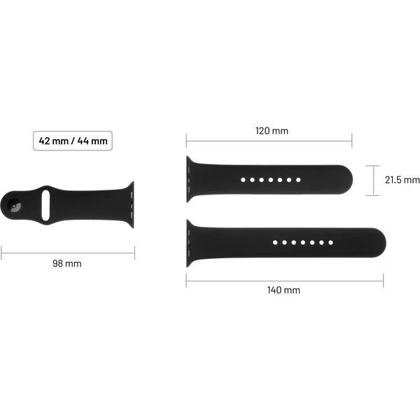 FIXED Silicone Strap silikonový řemínek set Apple Watch 42 mm/44 mm červený - Řemínky - Obrázek MGTFF00101