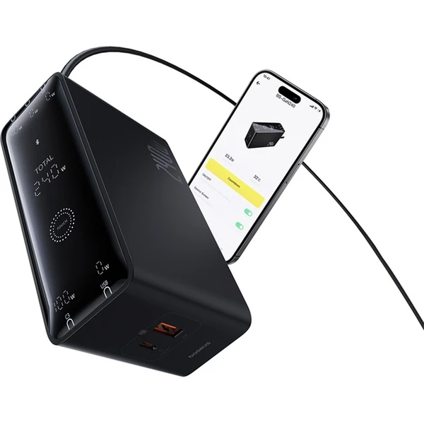 Baseus Digital Charger nabíjecí stanice 240W GaN, 3xUSB-C, USB+ DC, 1m kabel černá - Nabíječky - Obrázek MIGE000L01