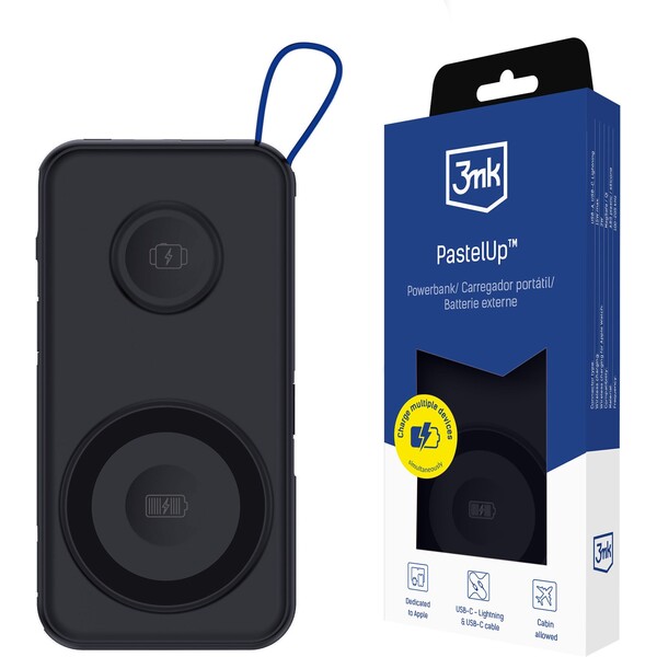3mk PastelUp Powerbanka 10000 mAh 22.5W USB černá Černá