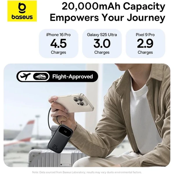 Baseus EnerFill FC31 Qpow 3 20000mAh powerbanka, 22,5W, s kabelem USB-C a Lightning černá - Powerbanky - Obrázek MMBQ000K01