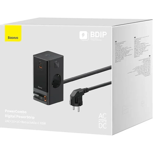 Baseus Nabíjecí stanice PowerCombo Digital 65W EU černá - Nabíječky - Obrázek MMS5000N01