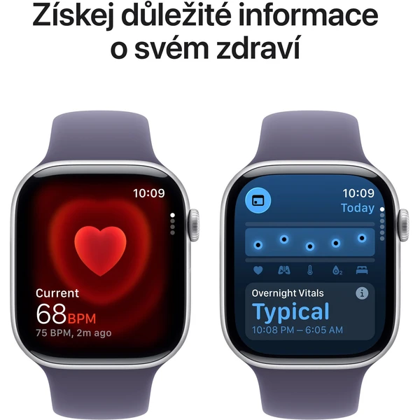 Apple Watch Series 11 (46mm) Stříbrný hliník s mlžně fialovým sportovním řemínkem S/M - Chytré hodinky - Obrázek MQNH000K01