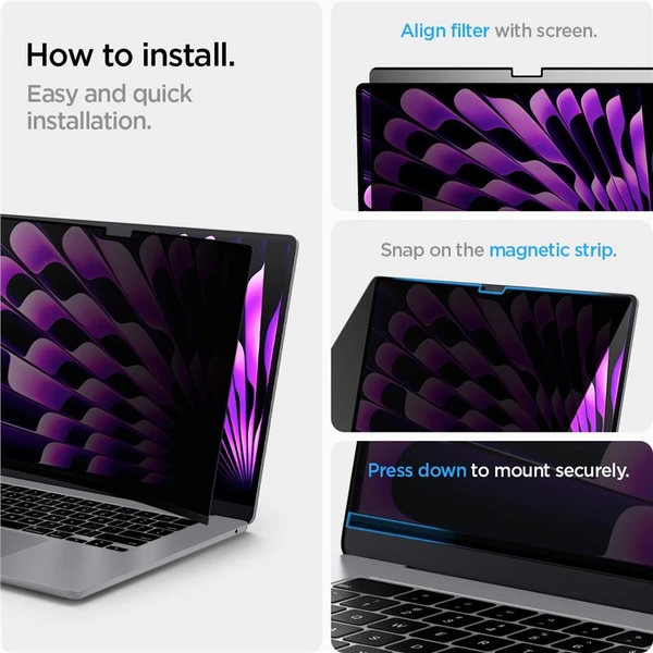 Spigen SafeView Privacy Filter ochranná fólie MacBook Air 15" M2/M3/M4 - Ochranné folie a skla - Obrázek MRN5000701