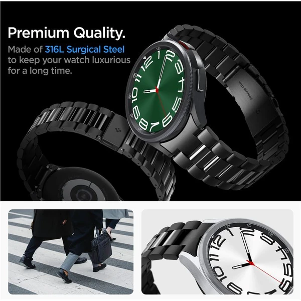 Spigen Modern Fit 316L Band řemínek Samsung Galaxy Watch6 Classic 47mm černý - Řemínky - Obrázek MZV3000N01