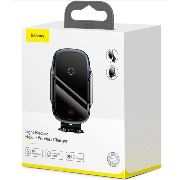 Baseus Light Electric držák s 15W bezdrátovým nabíjením černý - Držáky - Obrázek N09X000501