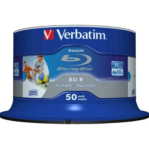 VERBATIM BD-R SL Datalife HTL (50 ks) Blu-Ray/Spindle/6x/25GB - Optické disky - Obrázek N0G2000K01