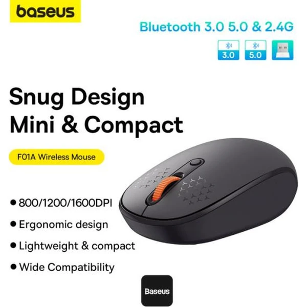 Baseus F01B Tri-mode bezdrátová myš šedá - Myši - Obrázek N22R000K01