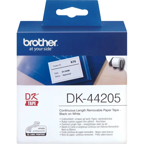Brother DK-44205 štítek černá na bílé s odstranitelným lepidlem 62 mm - Pásky pro štítkovače - Obrázek N2I9000P01