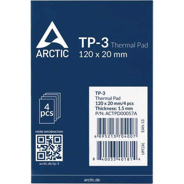 Arctic teplovodivá podložka - TP-3 120 x 20 x 1,5 / 4 pack - Teplovodivé pasty a pásky - Obrázek N2P9000O01