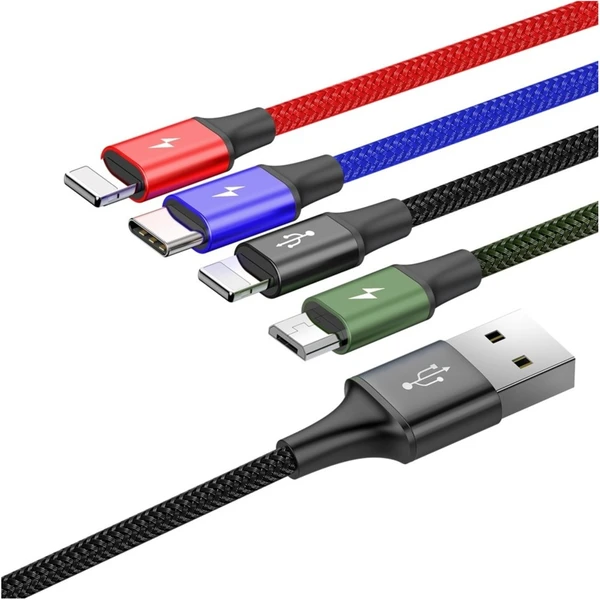 Baseus Fast 4v1 napájecí kabel 1,2m černý - Kabely a redukce - Obrázek N2RR000501