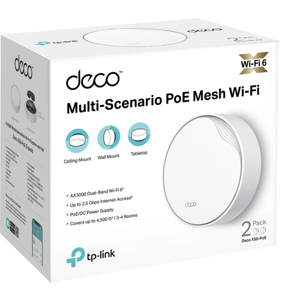 TP-Link Deco X50-PoE WiFi 6 meshový systém (2ks) - Wi-Fi routery - Obrázek N3QS100501