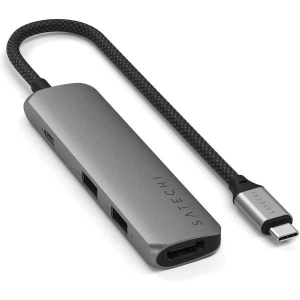 Satechi 4v1 USB-C Slim víceportový adaptér 4K vesmírně šedý - USB huby - Obrázek N3UB000P01