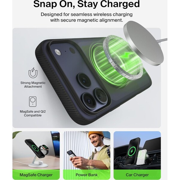 Belkin SheerForce Grip MagSafe kryt iPhone 17 Pro Max černý - Pouzdra - Obrázek N4CN000K01