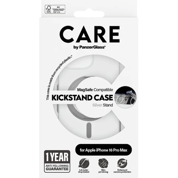 PanzerGlass® CARE kryt Apple iPhone 16 Pro Max MagSafe KickStand čirý/šedý - Pouzdra - Obrázek N608000P01