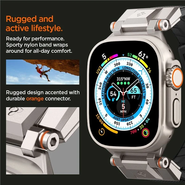 Spigen DuraPro Armor řemínek Apple Watch Ultra 49/46/45/44/42mm stříbrný/černý - Řemínky - Obrázek N8N5000701