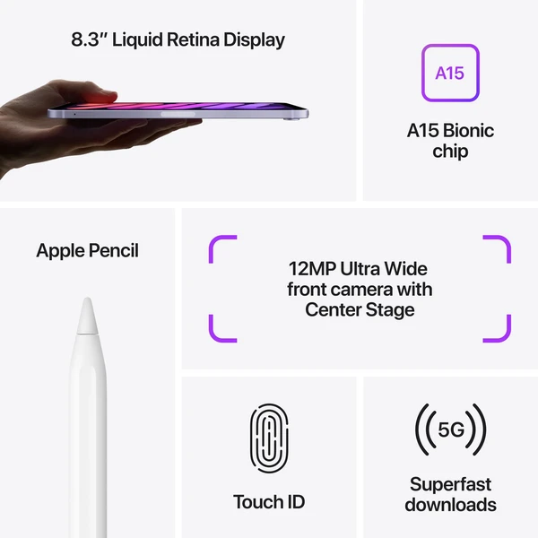 Apple iPad mini 256GB Wi-Fi + Cellular růžový (2021) (Kategorie C) - Tablety - Obrázek N8QKF00101