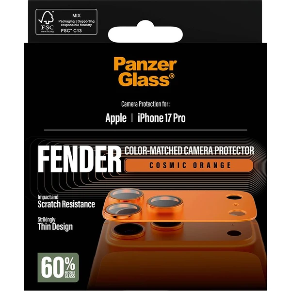 PanzerGlass® FENDER hliníková ochrana fotoaparátu Apple iPhone 17 Pro oranžová - Ochranné folie a skla - Obrázek N8XL000K01