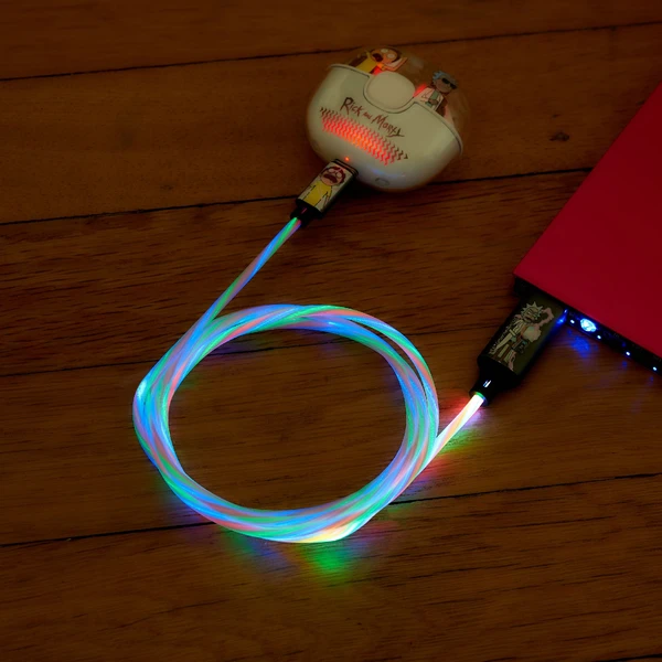 Lazerbuilt Rick & Morty - Shock! USB-A/USB-C svítící napájecí kabel 10W 1,2m bílý - Kabely a redukce - Obrázek NA7H000K01