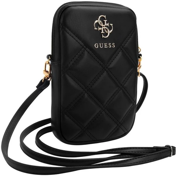 Guess PU Quilted 4G Metal Logo Wallet Phone Bag Zipper černý - Popruhy a crossbody - Obrázek NA82000N01