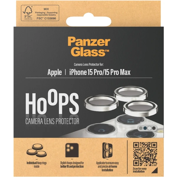 PanzerGlass HoOps ochranné kroužky Apple iPhone 16 Pro/15 Pro/16 Pro Max/15 Pro Max - bílý hliník - Ochranné folie a skla - Obrázek NAD1000O01