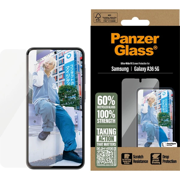 PanzerGlass® Ultra-Wide Fit sklo Samsung Galaxy A36 5G s instalačním rámečkem - Ochranné folie a skla - Obrázek NAUC000K01