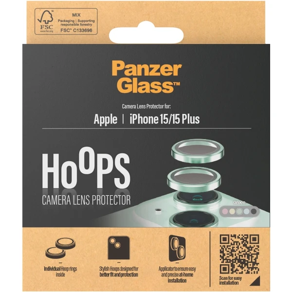 PanzerGlass HoOps ochranné kroužky Apple iPhone 15/15 Plus - zelený hliník - Ochranné folie a skla - Obrázek NBD1000O01