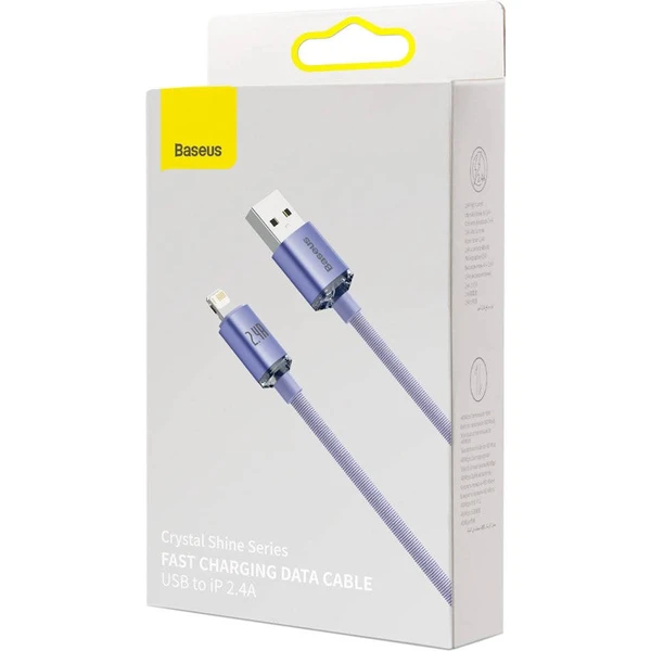 Baseus Crystal Shine USB-A/Lightning napájecí kabel 20W 1,2m fialový - Kabely a redukce - Obrázek NBRL100501