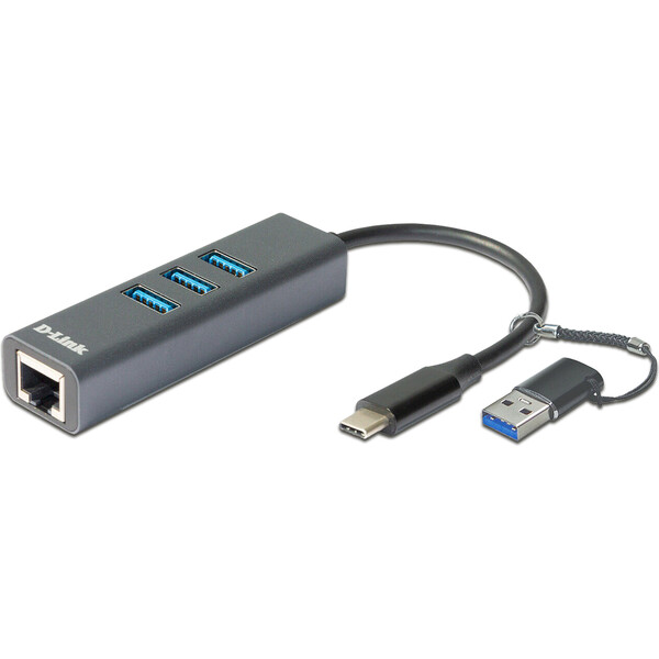 D-Link 3v1 USB-C Hub antracitový Antracitová