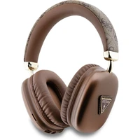 Guess PU Leather 4G Triangle Logo Bluetooth Stereo Headphone hnědé - Sluchátka