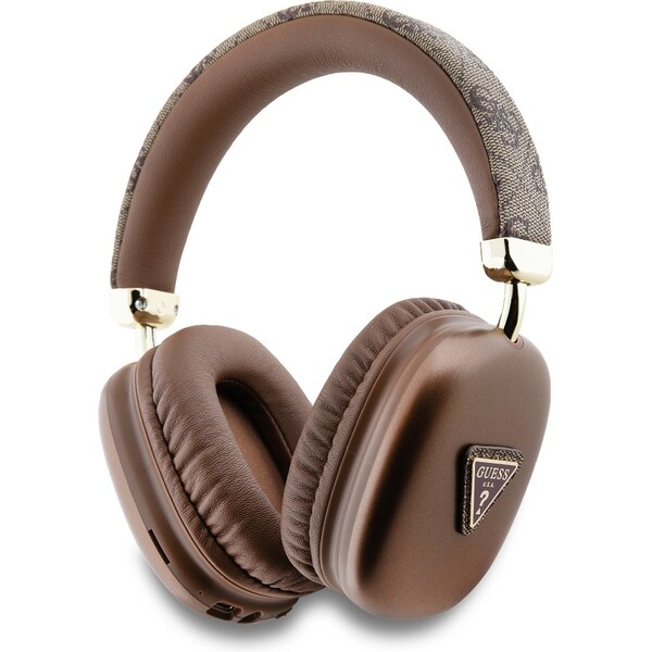 Guess PU Leather 4G Triangle Logo Bluetooth Stereo Headphone hnědé