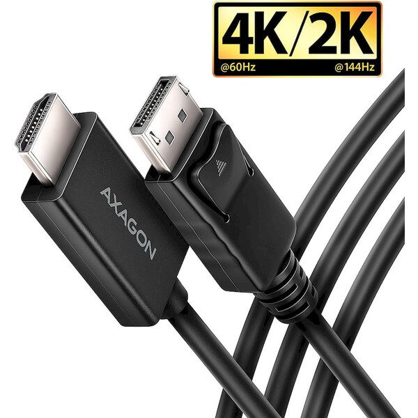 AXAGON DisplayPort na HDMI 2.0b redukce / kabel 1,8m Černá
