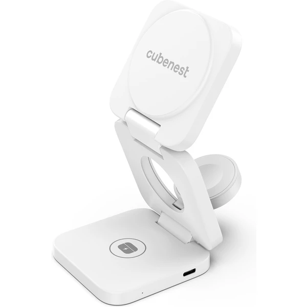 CubeNest E310 Fold 3v1 magnetická bezdrátová nabíječka bílá - Nabíječky - Obrázek NH90000L01