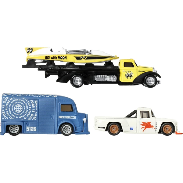 Mattel Hot Wheels Premium Speed Waze, Classic Hydroplane, Citroen H Van, Toyota Stout Drift Truck - Hračky - Obrázek NKPF000K01