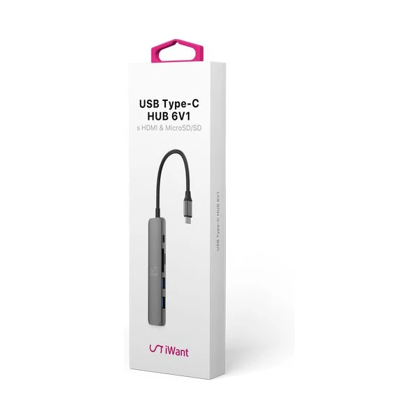 iWant USB-C HUB 6v1 HDMI + SD/Micro SD vesmírně šedý - USB huby - Obrázek NL88000601