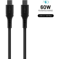 FIXED Liquid silicone kabel USB-C/USB-C (PD), 2m, USB 2.0, 60W, černý - Kabely