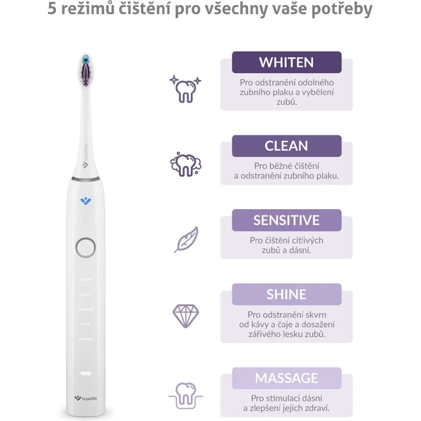 TrueLife SonicBrush Clean70 UV sonický kartáček bílý - Zubní kartáčky - Obrázek NQUL000K01