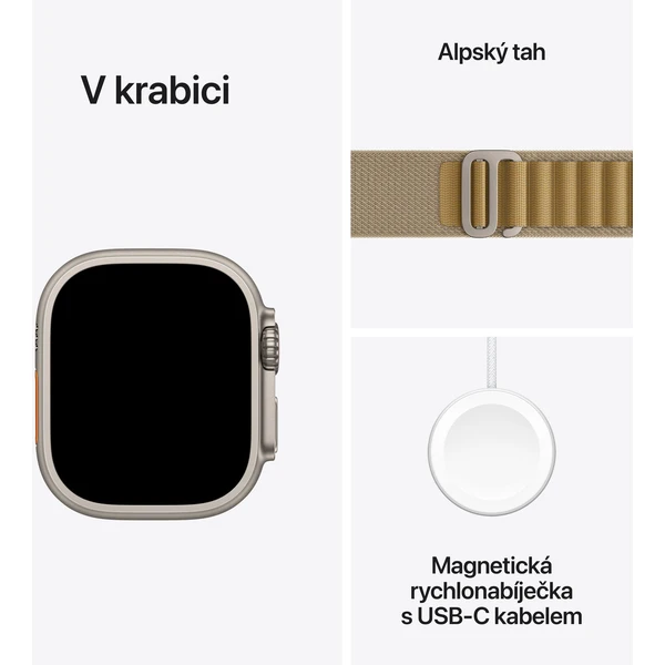Apple Watch Ultra 2 (2024) 49mm Přírodní titan se žlutohnědým alpským tahem L - Chytré hodinky - Obrázek NSQ7000K01