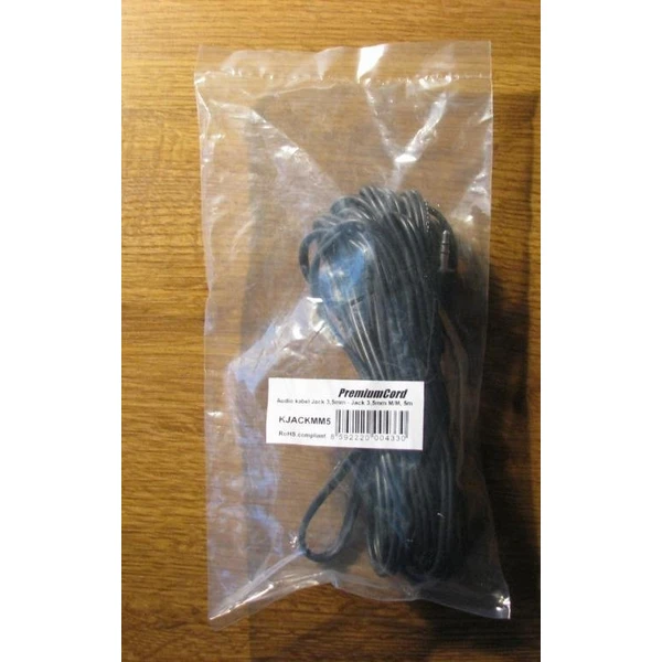 PremiumCord 3,5mm/3,5mm propojovací kabel 5m černý - Kabely a redukce - Obrázek NVSU000501